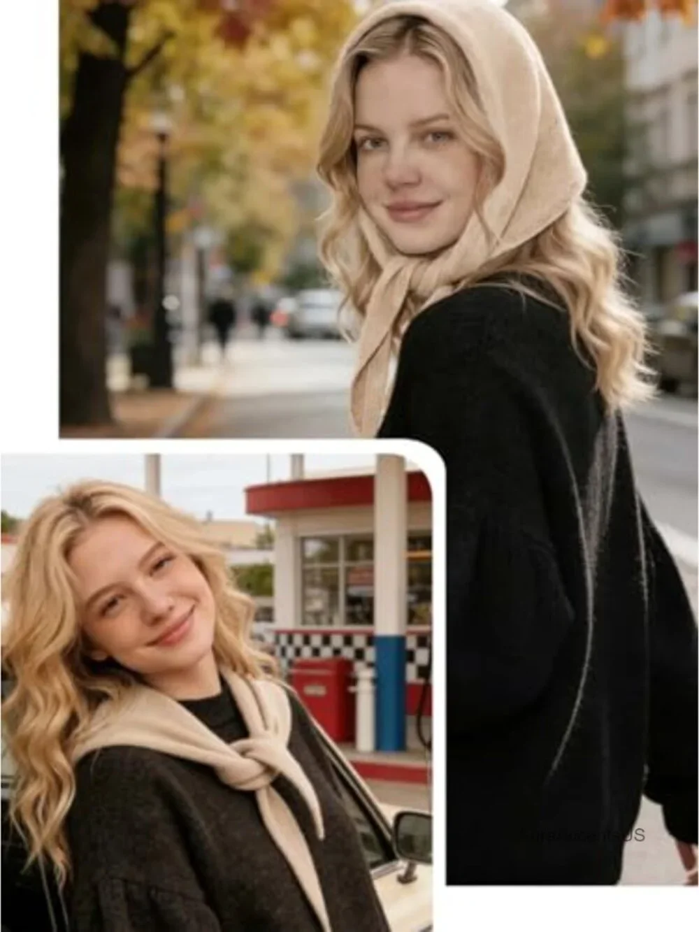 100% Wool Triangle Scarf - Parisian Versatile Knit Wrap, Neck Gaiter & Headscarf